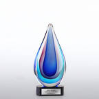 View larger image of Art Glass Trophy - Blue, Pink and Aqua Teardrop